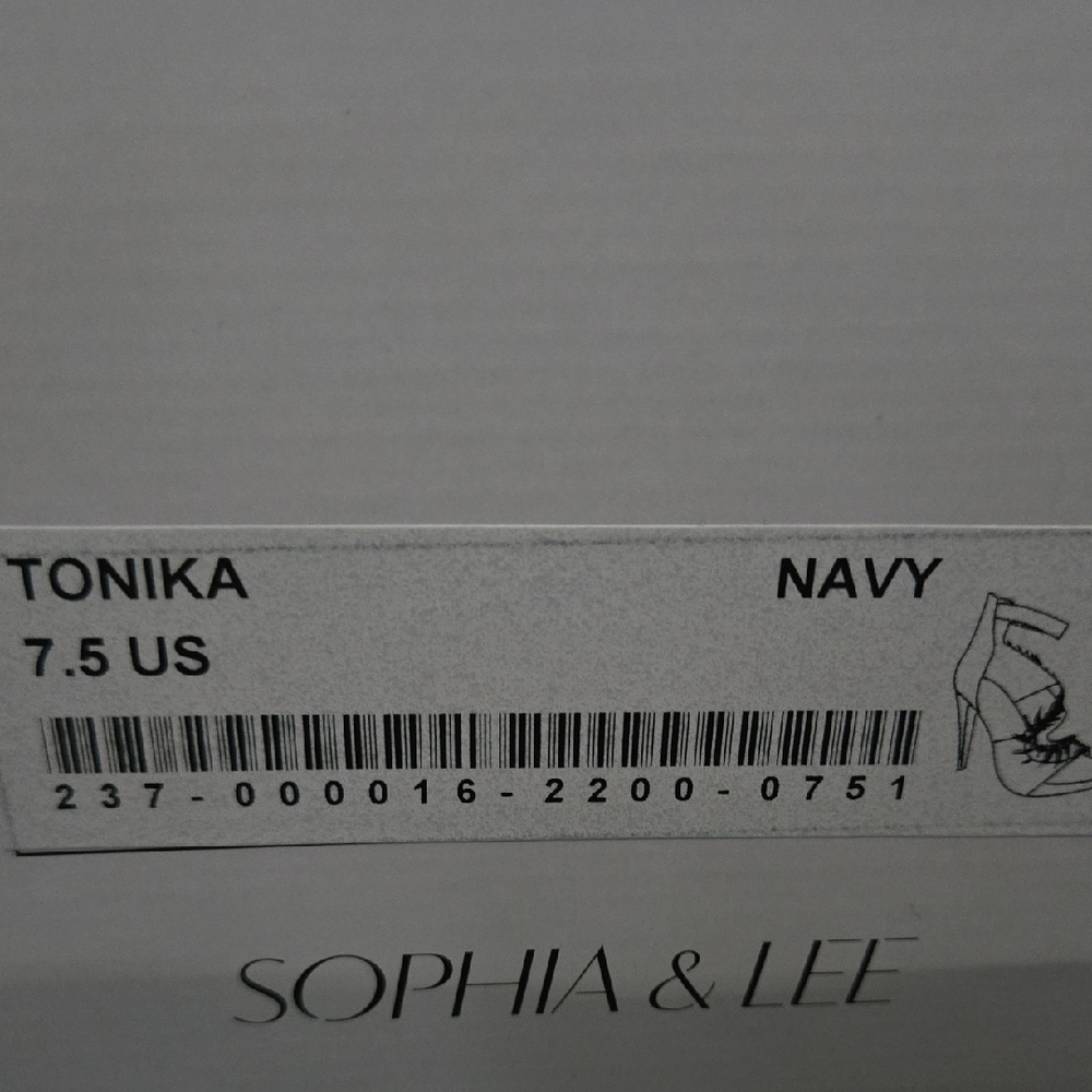 Sophia & Lee Navy Heels W/Silver Snake Jewel Detailing Sz7.5 STUNNING! NIB - Picture 2 of 16